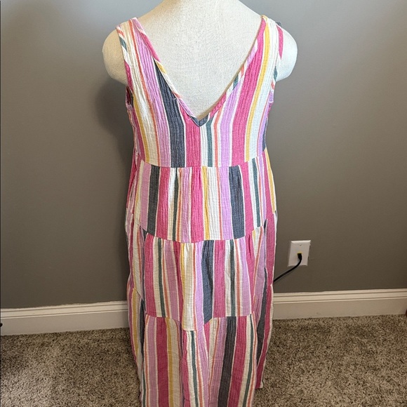 MARINE LAYER - Corinne Stripe Cotton Gauze Maxi Dress In Multi - Size Small - Picture 6 of 9